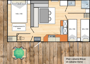 Plan mobile-homes bleu et vert