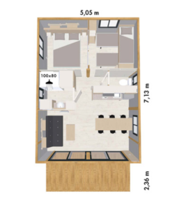 Grand Chalet Deux Chambres : plan